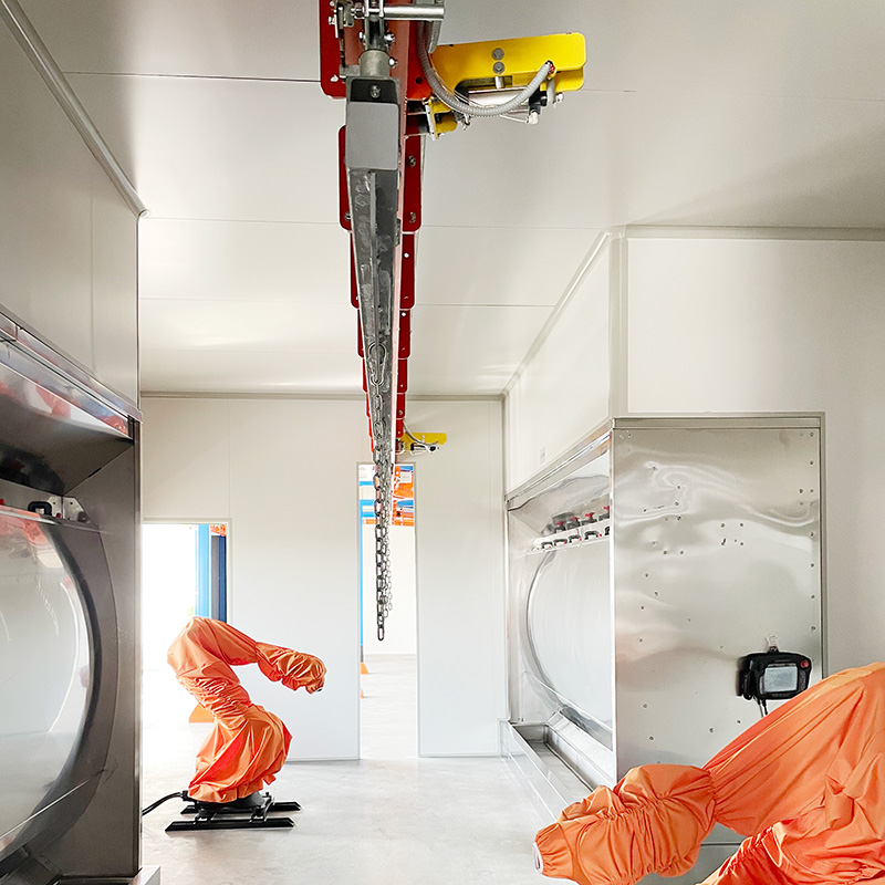 Hardware plastic spray assembly line